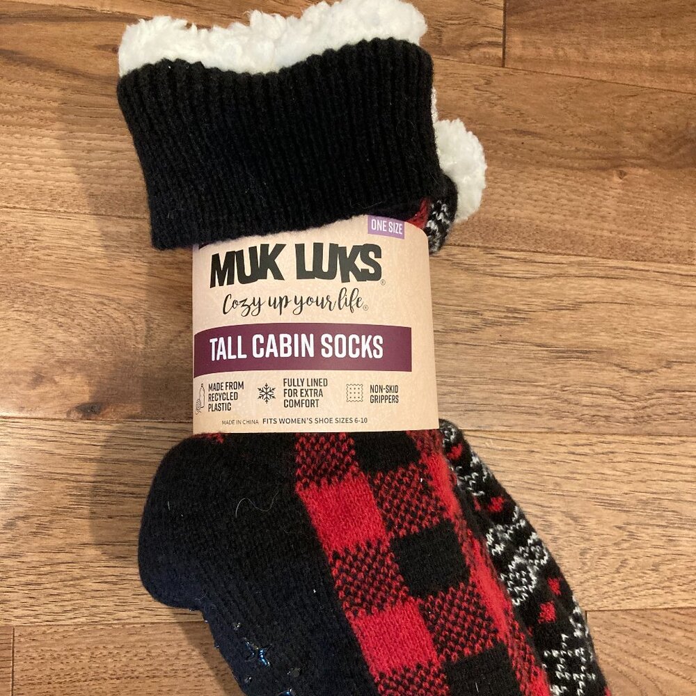 Muk Luks Womens Tall Cabin Socks - Two Pairs